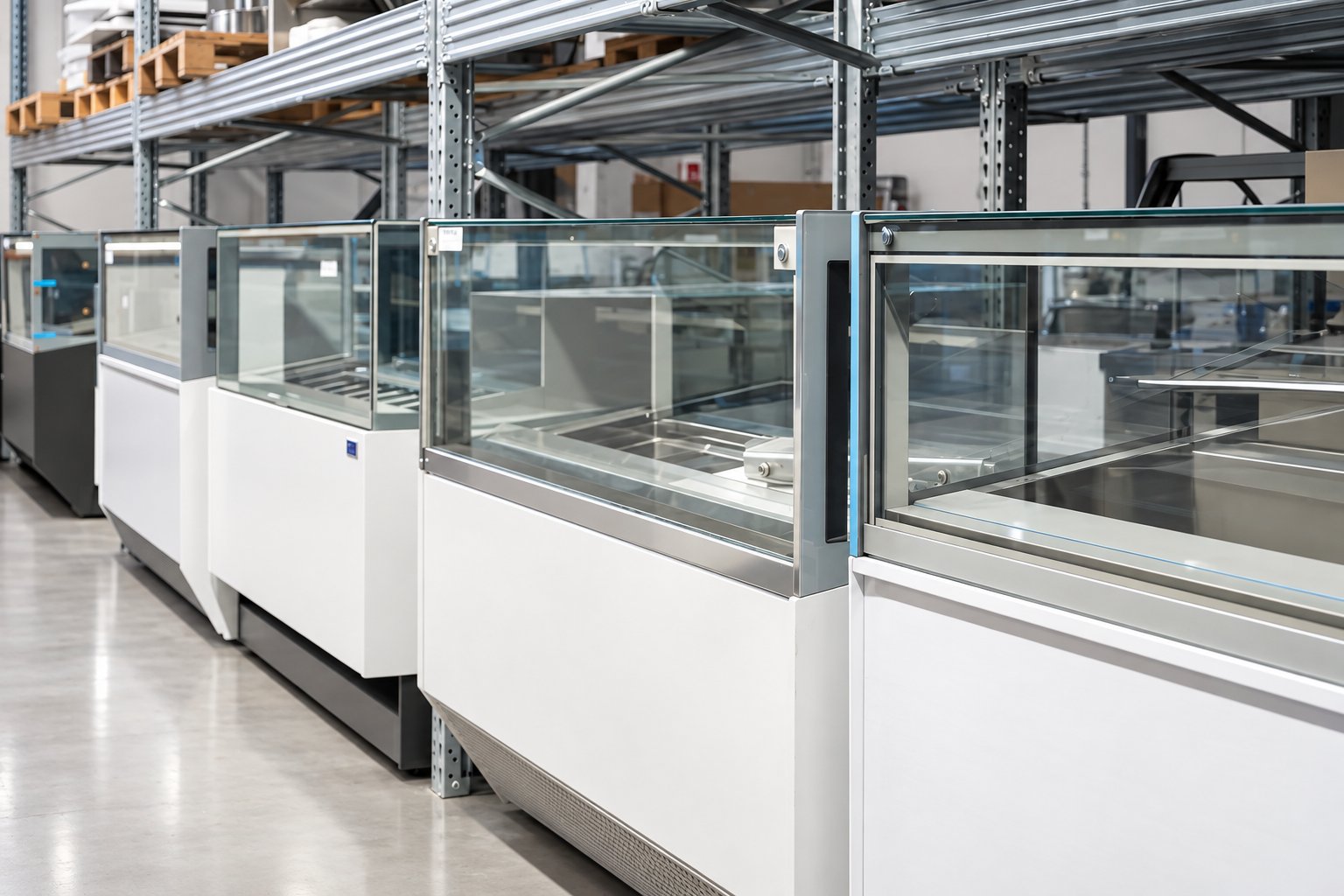Vetrine per gelateria in magazzino